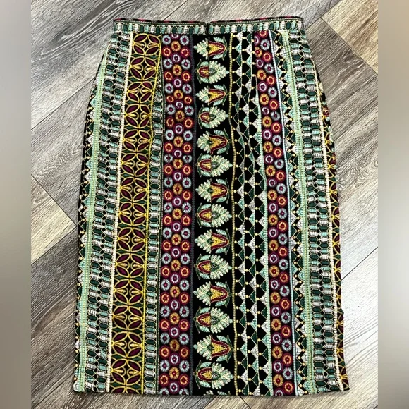 Anthropologie Vanessa Virginia Moroccan Nights Embroidered Midi Pencil Skirt - Picture 6 of 9